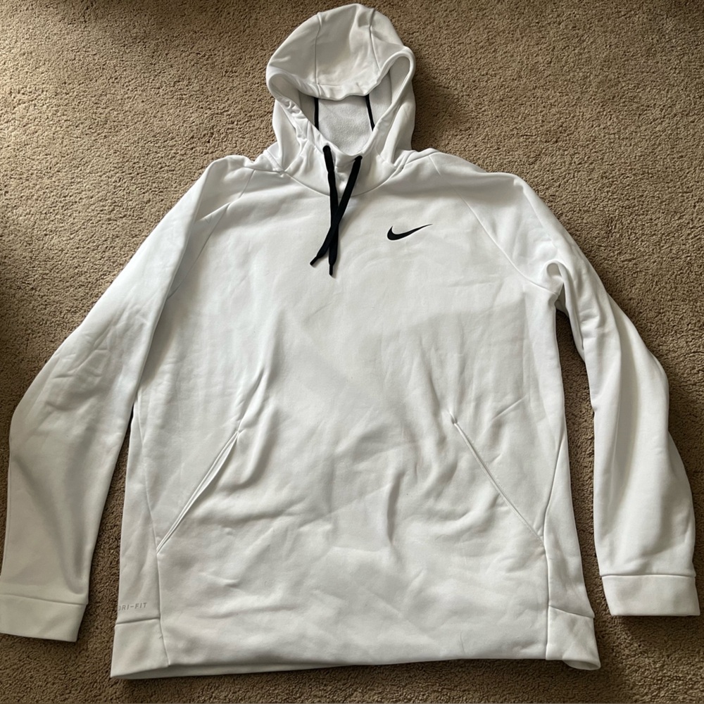 NIKE Dri Fit Hoodie Sweatshirt ~ Size XL ~ White